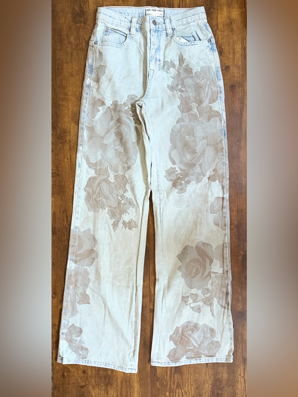 Free People We The Free Tinsley Baggy High-Rise Printed Jeans Size 26